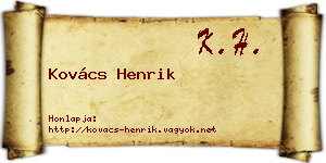Kovács Henrik névjegykártya