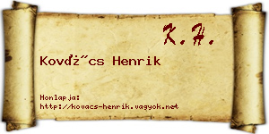 Kovács Henrik névjegykártya